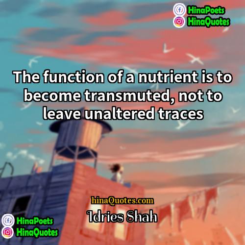 Idries Shah Quotes | The function of a nutrient is to